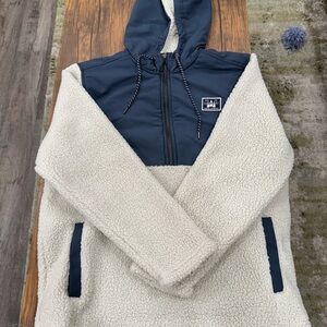 Navy and Cream Sherpa Hoodie